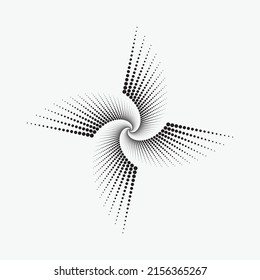Fondo de la espiral de medio tono de círculo. los puntos abstractos del círculo concéntrico. espiral, giratoria, elemento twirl. Dosis circulares y radiales helix. Círculo segmentado con rotación.