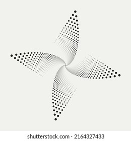 Fondo de la espiral de medio tono de círculo. los puntos abstractos del círculo concéntrico. espiral, giratoria, elemento twirl. Dosis circulares y radiales helix. Círculo segmentado con rotación.