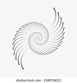 Circle halftone spiral background. dots abstract concentric circle. spiral, swirl, twirl element. Circular and radial dots helix. Segmented circle with rotation.