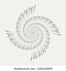 Circle halftone spiral background. dots abstract concentric circle. spiral, swirl, twirl element. Circular and radial dots helix. Segmented circle with rotation.
