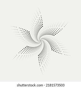 Circle halftone spiral background. dots abstract concentric circle. spiral, swirl, twirl element. Circular and radial dots helix. Segmented circle with rotation.