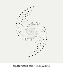 Circle halftone spiral background. dots abstract concentric circle. spiral, swirl, twirl element. Circular and radial dots helix. Segmented circle with rotation.