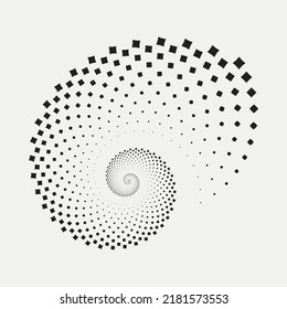 Circle halftone spiral background. dots abstract concentric circle. spiral, swirl, twirl element. Circular and radial dots helix. Segmented circle with rotation.