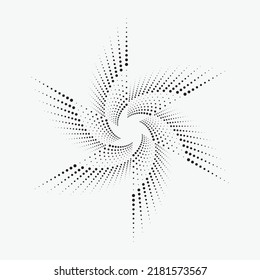 Circle halftone spiral background. dots abstract concentric circle. spiral, swirl, twirl element. Circular and radial dots helix. Segmented circle with rotation.
