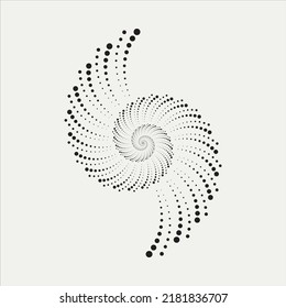 Circle halftone spiral background. dots abstract concentric circle. spiral, swirl, twirl element. Circular and radial dots helix. Segmented circle with rotation.