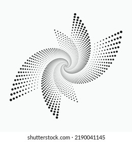 Circle halftone spiral background. dots abstract concentric circle. spiral, swirl, twirl element. Circular and radial dots helix. Segmented circle with rotation.