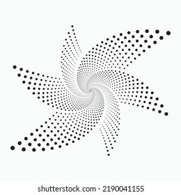 Circle halftone spiral background. dots abstract concentric circle. spiral, swirl, twirl element. Circular and radial dots helix. Segmented circle with rotation.