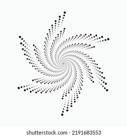 Circle halftone spiral background. dots abstract concentric circle. spiral, swirl, twirl element. Circular and radial dots helix. Segmented circle with rotation.
