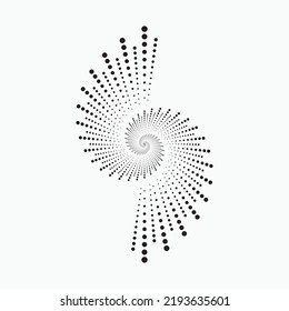 Circle halftone spiral background. dots abstract concentric circle. spiral, swirl, twirl element. Circular and radial dots helix. Segmented circle with rotation.