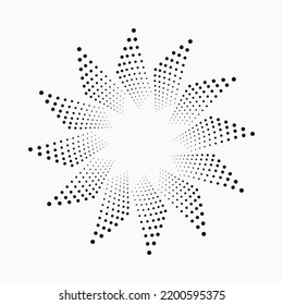 Circle halftone spiral background. dots abstract concentric circle. spiral, swirl, twirl element. Circular and radial dots helix. Segmented circle with rotation.