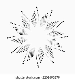 Circle Halftone Spiralhintergrund. Punkte abstrakter konzentrischer Kreis. spiralförmige, wirbelnde, wirbelnde Elemente. Rundholz- und Radialpunkthelix. Segmentierter Kreis mit Rotation.