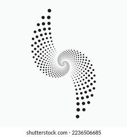 Fondo de la espiral de medio tono de círculo. los puntos abstractos del círculo concéntrico. espiral, giratoria, elemento twirl. Dosis circulares y radiales helix. Círculo segmentado con rotación.