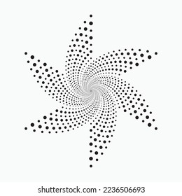 Fondo de la espiral de medio tono de círculo. los puntos abstractos del círculo concéntrico. espiral, giratoria, elemento twirl. Dosis circulares y radiales helix. Círculo segmentado con rotación.
