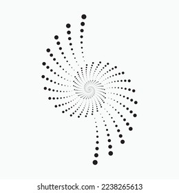 Fondo de la espiral de medio tono de círculo. los puntos abstractos del círculo concéntrico. espiral, giratoria, elemento twirl. Dosis circulares y radiales helix. Círculo segmentado con rotación.