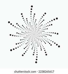 Circle halftone spiral background. dots abstract concentric circle. spiral, swirl, twirl element. Circular and radial dots helix. Segmented circle with rotation.