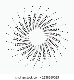 Circle halftone spiral background. dots abstract concentric circle. spiral, swirl, twirl element. Circular and radial dots helix. Segmented circle with rotation.