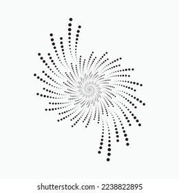 Circle halftone spiral background. dots abstract concentric circle. spiral, swirl, twirl element. Circular and radial dots helix. Segmented circle with rotation.
