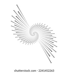 Circle halftone spiral background. dots abstract concentric circle. spiral, swirl, twirl element. Circular and radial dots helix. Segmented circle with rotation.