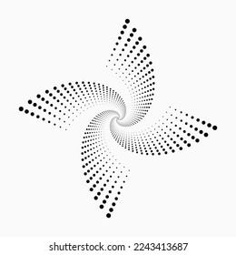 Circle halftone spiral background. dots abstract concentric circle. spiral, swirl, twirl element. Circular and radial dots helix. Segmented circle with rotation.