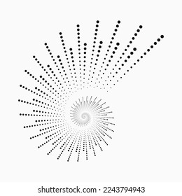Circle halftone spiral background. dots abstract concentric circle. spiral, swirl, twirl element. Circular and radial dots helix. Segmented circle with rotation.