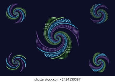 abgerundete Kreisseite mit spiralförmigen Hintergrundpunkten, abstrakt 
