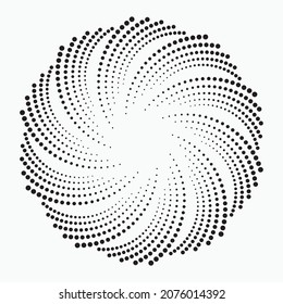 Fondo de la espiral de medio tono de círculo. Círculo concéntrico abstracto. Espiral, giratoria, elemento de puntos giratorios para uso multipropósito. logotipo de medio tono.