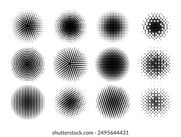 Circle halftone spots. Around halftone Gradient. geometric dots imitation gradient. Vector illustration