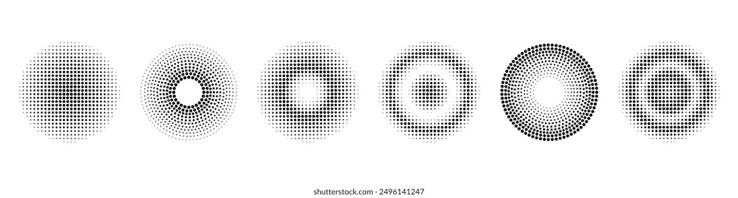 Halbtöne kreisen. Geometrisches Farbverlaufselement.