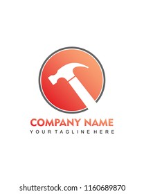 Circle hammer logo template vector