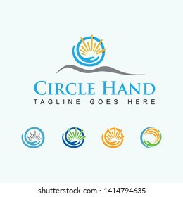 circle hand care vector logo