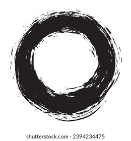 Circle hand drawn brush stroke grunge illustration frame vector isolated on white background