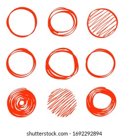 Circle hand drawn doodle style for web site, logo and text check