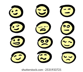 círculo mão desenhado rosto emoticon doodle arte