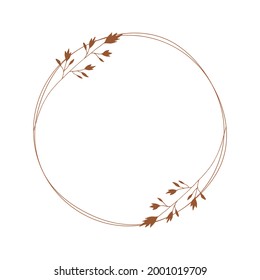 Marco dibujado a mano con hierbas. Elegante plantilla de monograma. Ilustración aislada del vector.