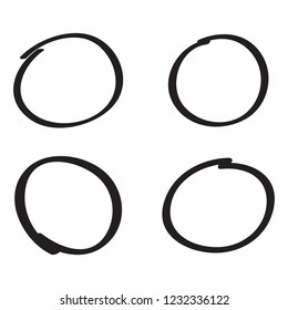 Circle hand drawn isolated on white background. Collection of different hand drawn black circles. For web site, logo and text check. Vector illustration