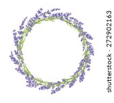 Circle of hand drawn lavender flowers . Hand drawn design for Thank you card, Greeting card or Invitation. Vector illustration.