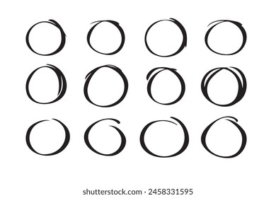 Circle hand drawn marker doodle line style for web site, logo and text check. Vector illustration