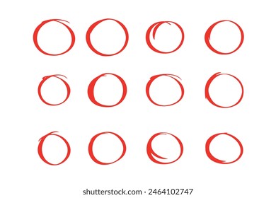 Circle hand drawn marker doodle line style for web site, logo and text check. Vector illustration
