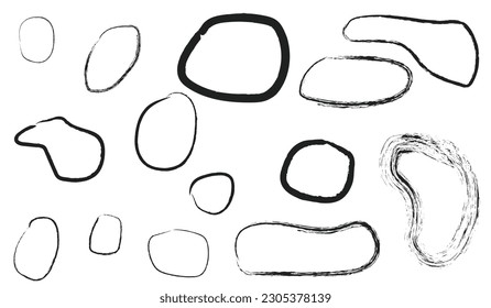 Circle hand drawn set with brush vector