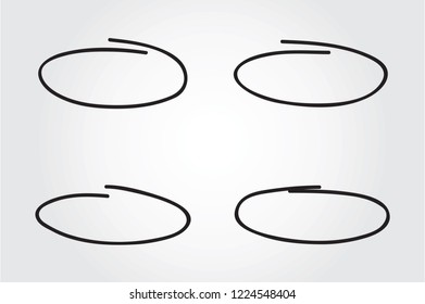 Circle hand drawn set isolated on white background. Collection of different hand drawn black circles. For web site, logo and text check. Vector illustration