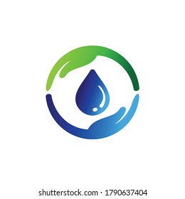 circle hand with droplet vector, droplet logo