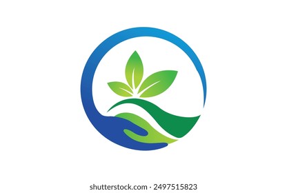 circle hand Green Tree leaf ecology nature icon