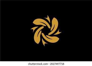 Circle hand logo design. Group abstract symbol. Blue color people care vector icons.