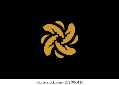 Logo-Design der Circle-Hand. Abstraktes Gruppensymbol. Vollfarbige Menschen interessieren sich für Vektorsymbole.