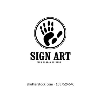 Circle Hand print logo design inspiration