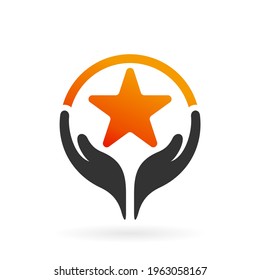 circle hand star logo vector