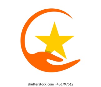 circle hand star ornament image vector icon