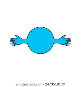 Circle with hands. Round empty frame with hands. Colored vector illustration.