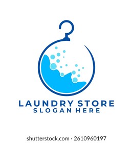 Circle Hanger with Water and Bubble logo design. Laundry logo design vector template