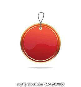 Circle hanging tags blank luxury design template with heart shapes, gold and red colors, labels for discount campaigns promotion and sales